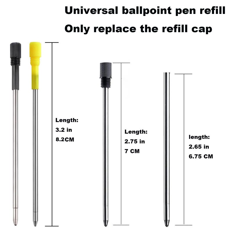 MengRan 2.75'' Ballpoint Pen Refills,Standard D1 Ballpoint Pen Refill (Remove Black Hat),Metal Refill,Black Ink,(Pack of 10) - Image 3